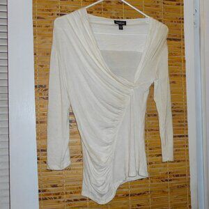 Bebe White Wrap Front Long Sleeve Top *Size: S